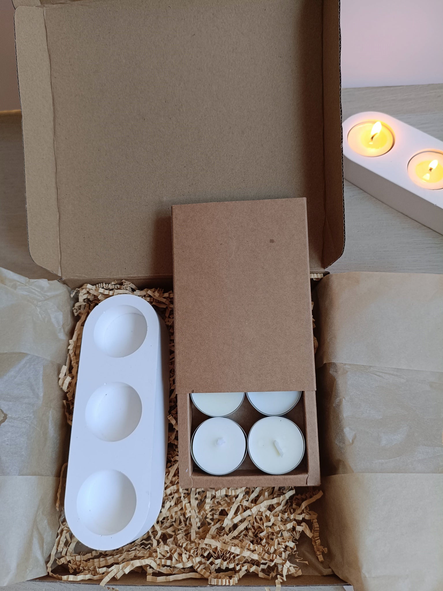 Pack regalo candelabro y velas té - EcoFlame