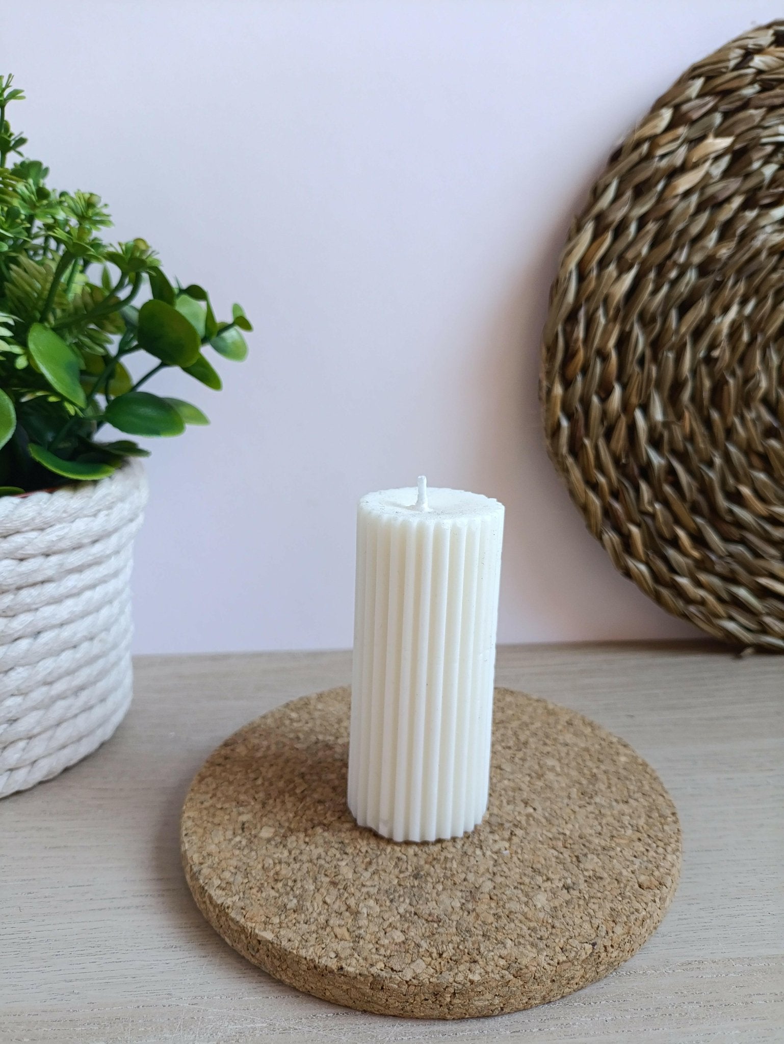 Vela decorativa Pilar rayado EcoFlame