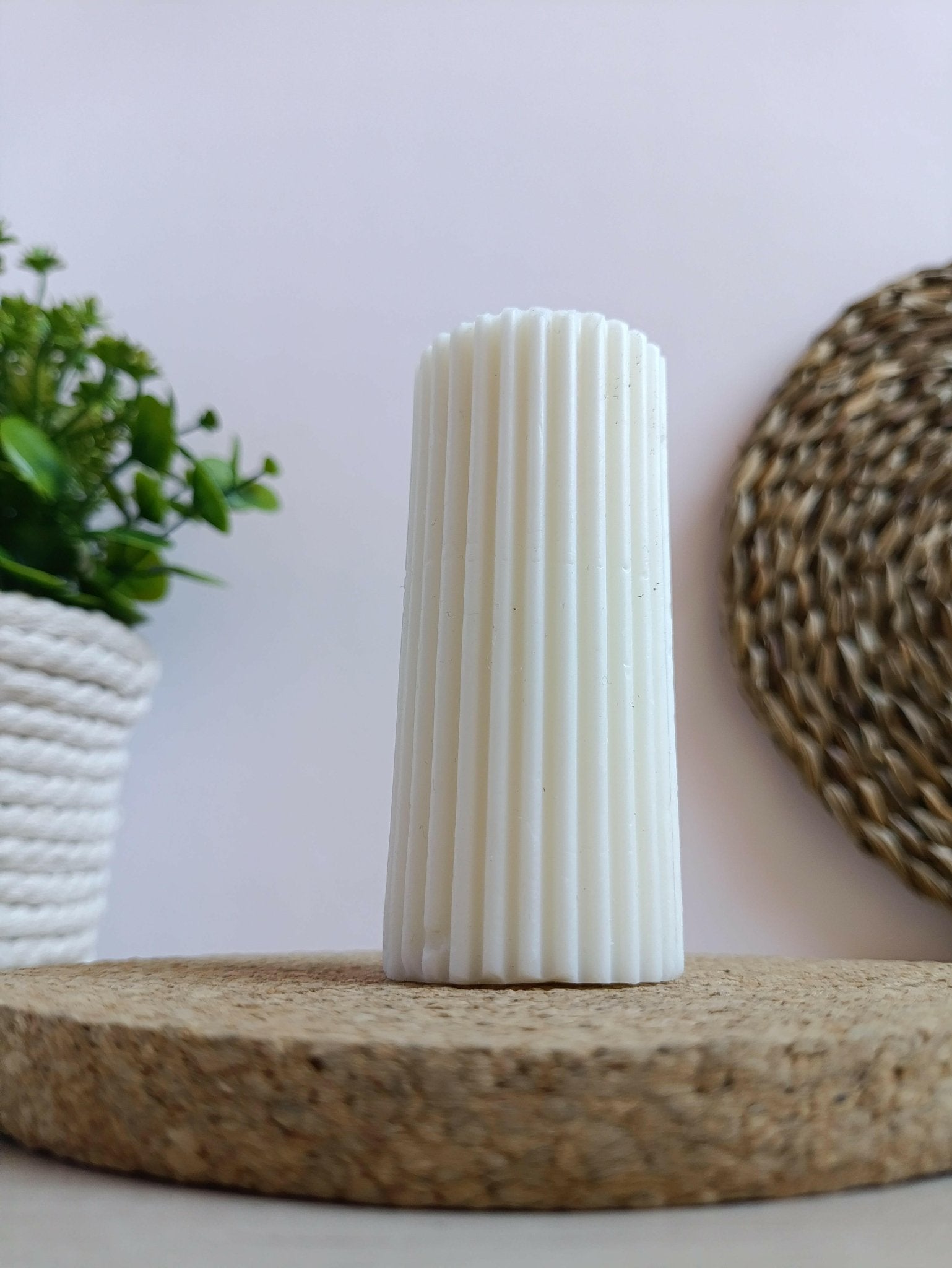 Vela decorativa Pilar rayado EcoFlame